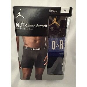 NEW Jordan Flight Cotton Stretch Boxer Briefs 3-Pack Black Men Size Medium 32-34